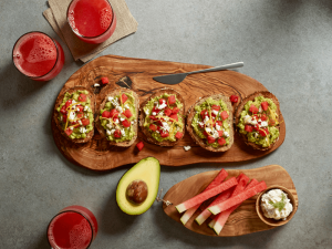 Avocado Toast with Watermelon — Take a break from traditional breakfast fare and try this tasty, nutritious alternative. It’s both creamy and crunchy and packed with flavor, along with nutrients, such as calcium and iron.