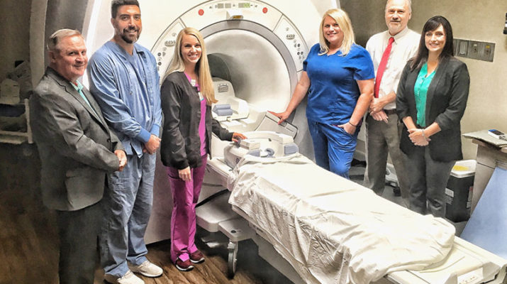 Crouse’s medical imaging services team: from left, Chris Farnum, Eric Kendrick, Katelyn Sgroi, Melissa Campbell, Bradford Hellwig, Shannan Sillen (GE Healthcare).