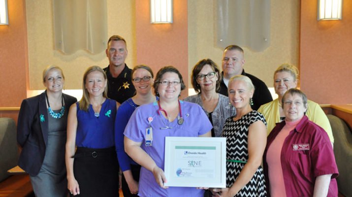 Health professionals during the launching of the Sexual Assault Nurse Examiner (SANE) program at Oneida Health’s emergency room. The program will provide services to sexual assault patients 365 days a year, around the clock.