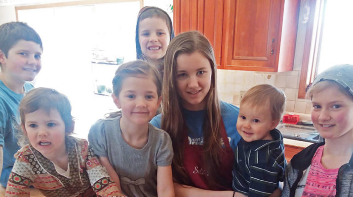 Brian and Brooke DeMott home school their children, which makes for a smooth transition to quarantine in the face of the COVID-19 pandemic. The children partake in a “Life Skills” class, making pizza from scratch. They are, from left, Judah, 10; Miriam, 3; Selah, 5; Malachi, 7; Stacia, 15; Enoch, 1; and Aliana, 11.