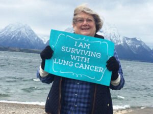 Colleen Conner Ziegler visits Wyoming’s Grand Teton National Park after she received a diagnosis of lung cancer five years ago, even though she never smoked in her life. She now is an advocate for more lung cancer research funding.