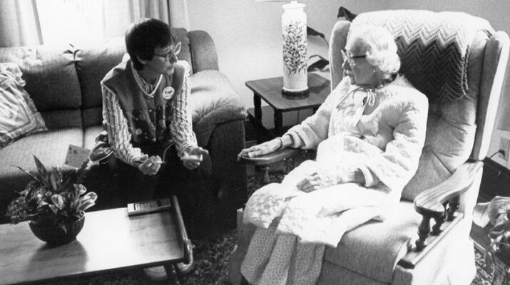 Sister Colette Walter with a resident in the first year of ministry. Image courtesy of Francis House.