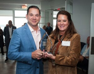 County Executive Ryan McMahon received the Civic Engagement Excellence Award from Nascentia Health CEO Kate Rolf.