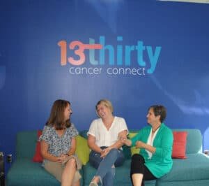 13thirty Cancer Connect: Amy Bobbette, left, Syracuse center manager; Erin Beitz, center, a member of the group; and Lauren Spiker, founder and executive director of the nonprofit.